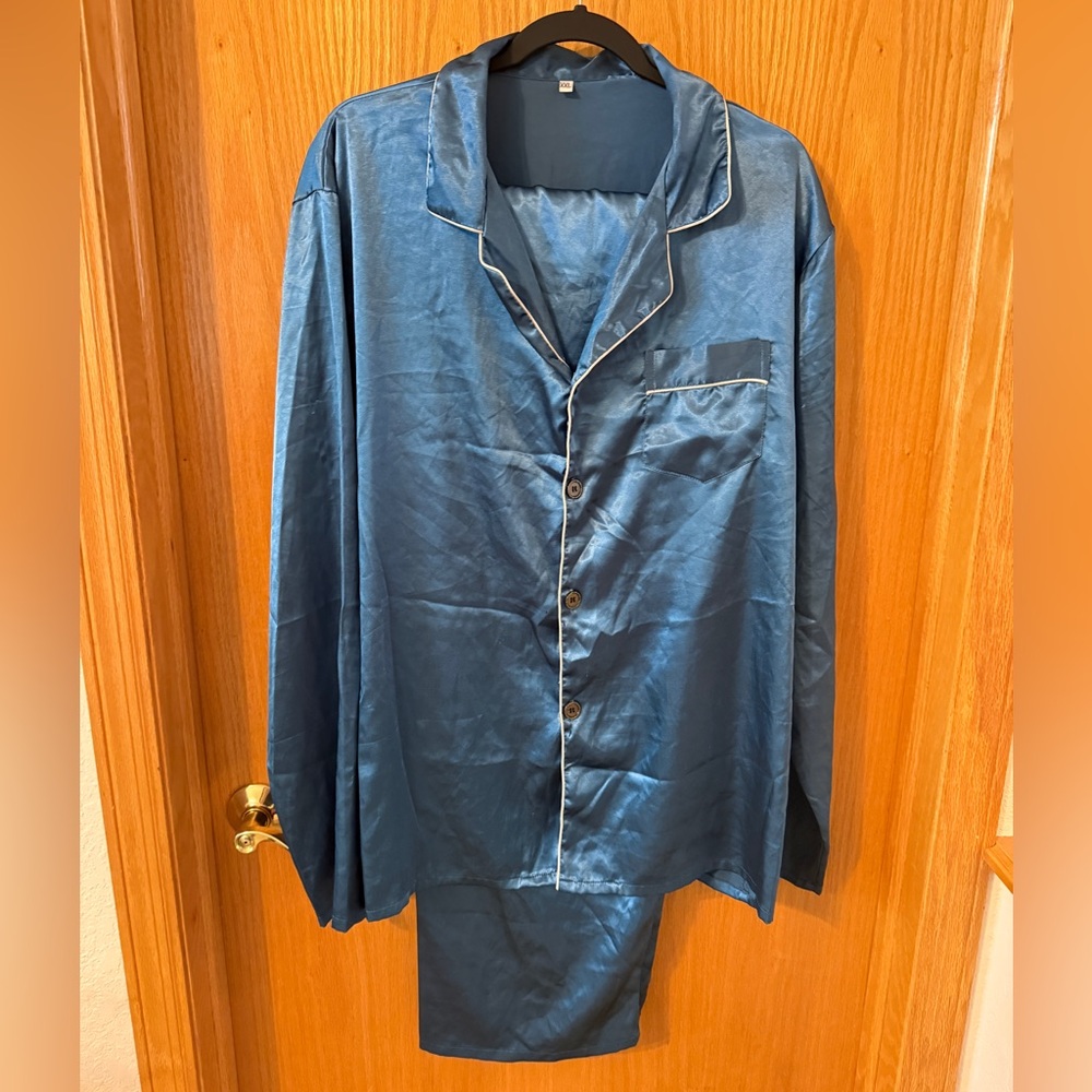 Satin Button-Up Silky Pajamas - Unisex XXL